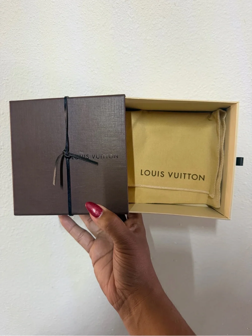 Authentic Louis Vuitton Empty Brown Drawer Box and Dust Bag Set